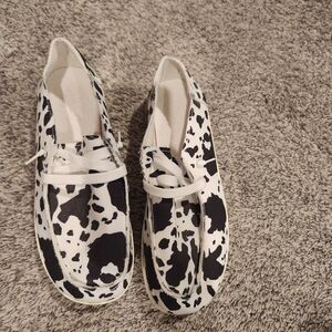 Black and White Cow Print Sneakers